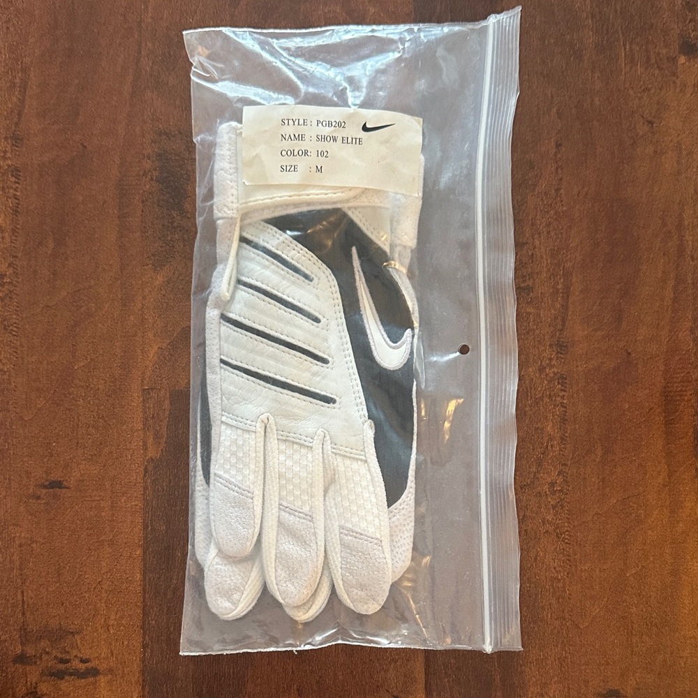 NEW Nike Show Elite Baseball Batting Gloves - White & Black